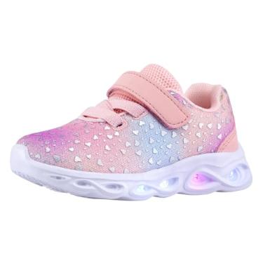 Imagem de COODO Tênis infantil para meninos e meninas com iluminação LED piscando, Laranja, 10 Toddler