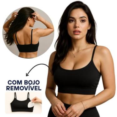Imagem de Top Fitness Corrida Bojo Removível Tecido Premium Preto Básico - ALZ M
