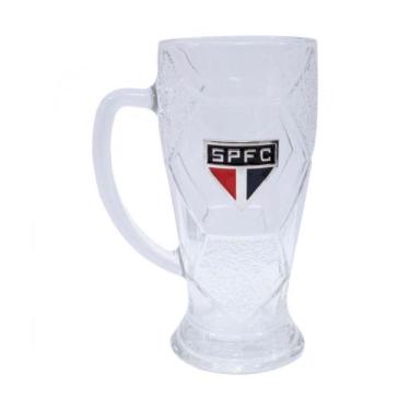 Imagem de Caneca Vidro Bola Futebol 630ml Tricolor - São Paulo - Mileno