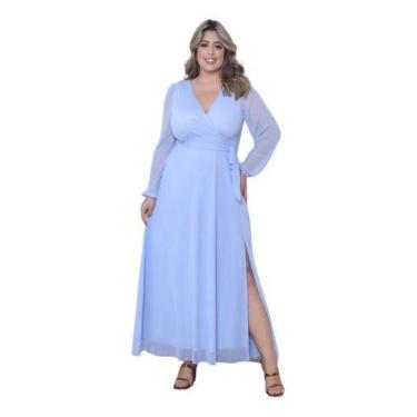Imagem de Vestido Feminino Tule Com Manga Longa Mod Plus Size - Casual Dress, Se