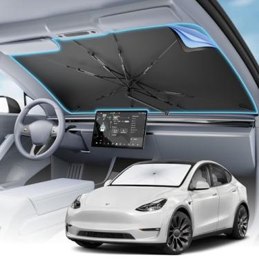 Imagem de Guarda-sol para para-brisas de carro - Capa dobrável para para-sol para para-brisas Sedan SUV, revestimento de bloco UV, 145 x 81 cm, proteção de isolamento térmico da janela frontal para para-brisas