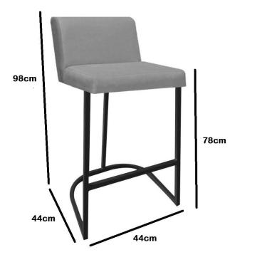 Imagem de Banqueta Com Encosto Noah Luxo Confort Bistrô Cozinha Ferro Cinza Sintético Preto - Amey Decor