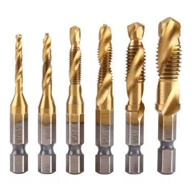 Imagem de Kit Com 6 Brocas Para Abrir Rosca Macho M3 M4 M5 M6 M8 M10