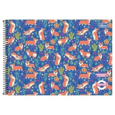 Imagem de Caderno De Cartografia E Desenho Espiral Capa Dura Pepper 80 Folhas Tilibra Azul