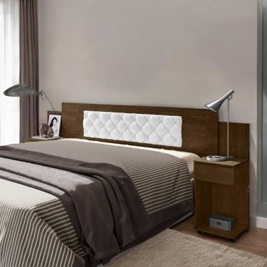 Imagem de Cabeceira Para Cama Box Arabella Casal Queen King MDF MDP Malbec e Branco Mobiliar Home Shop