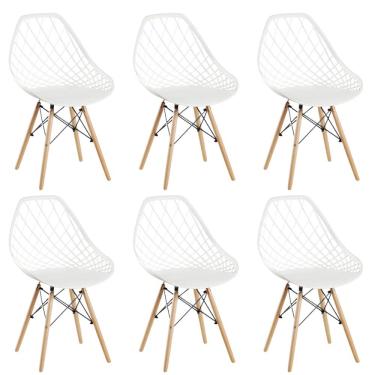 Imagem de Conjunto 6 Cadeiras Clarice Cloe Kaila Madeira Movescan Branco