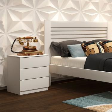 Imagem de Mesa De Cabeceira 3 Gavetas Corrediças Telescópicas - Veronna-neve - Tcil Móveis