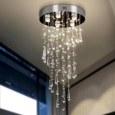 Imagem de Cainjiazh Lustre De Cristal Raindrop, Luminária Pendente Moderna, Teto Embutida, Para Sala Jantar, Quarto, Estar, 5 Lâmpadas Gu10