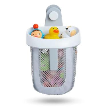 Imagem de Bebamour Organizador De Brinquedos Banho Com Malha Secagem Rápida, Suporte Grande Para Banheira, Cinza