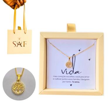 Imagem de Colar Feminino Pingente Árvore Da Vida Presente Esposa Aniversário com Caixinha