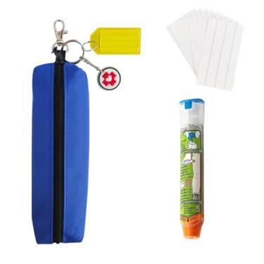 Imagem de Toeloioh Estojo De Transporte Para Canetas Epi, Viagem Prático Alergias E Diabetes, Bolsa Organizadora Medicamentos Com Cartão Post-It (Azul) (Sem Caneta)