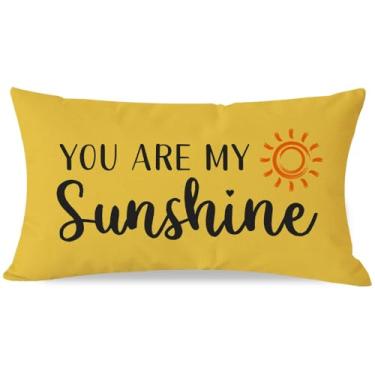 Imagem de PANDICORN Capa de almofada amarela primavera verão 30,5 x 50,8 cm You are My Sunshine Sun Decorações de casa de fazenda decoração lombar decorativa capa de almofada para casa sala de estar sofá sofá