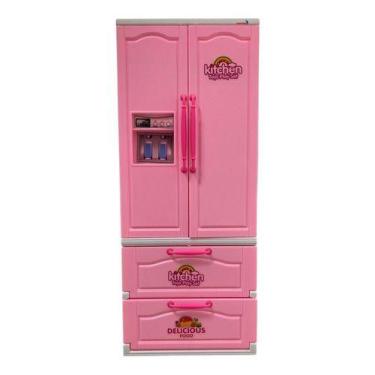 Imagem de Cozinha Rosa Infantil Geladeira Duplex 2 Portas Brinquedo - Importway