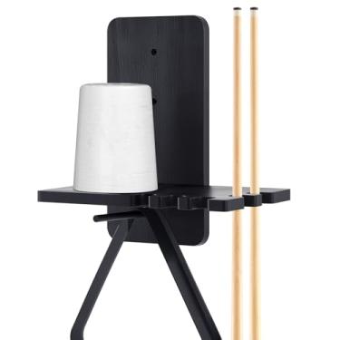 Imagem de Geelin Suporte de giz de cone de madeira montado na parede, suporte de giz cone de mesa de bilhar de madeira maciça com 5 ranhuras, acessórios para mesa de sinuca, preto (estilo elegante)