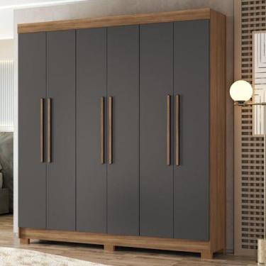 Imagem de Guarda-roupa 06 Portas 2 Gavetas com Espelho Mdp Toledo - Santos Andir