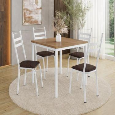 Imagem de Conjunto Sala de Jantar Mesa Quadrada 90cm Tampo BP com 4 Cadeiras Adr
