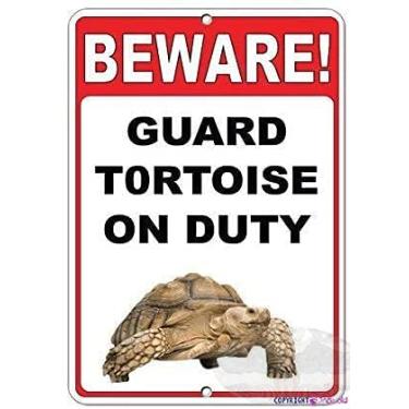 Imagem de Nova placa de aviso de rua decoração de parede cuidado! Placa de proteção de tartaruga em serviço decoração de pátio placa de escritório sinal de alumínio de segurança externa e interna 20,5 x 30,5 cm