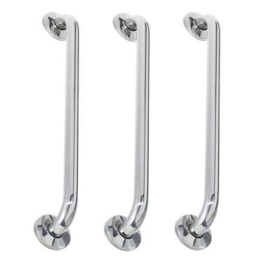 Imagem de Alça De Apoio 40Cm Kit 3 Unidades Inox Barra Cadeirante Deficiente Acessibilidade Idoso Banheiro
