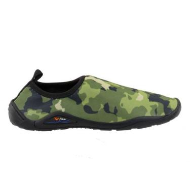 Imagem de Sapatilha Náutica Verde Camuflada Antiderrapante Para Escoteiros Trilh