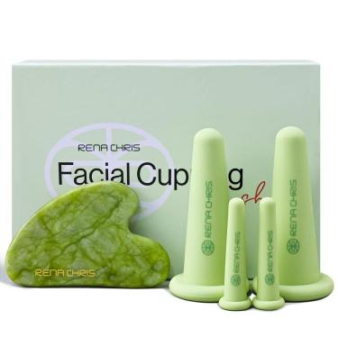 Imagem de Conjunto de ventosas faciais e ferramenta facial Gua Sha Rena Chris Green