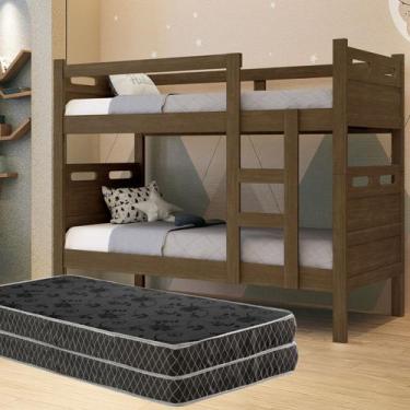 Imagem de Beliche Jaspe Branco Completa 2 Colcões 100% Mdf - Pronta Entrega - Po