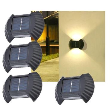 Imagem de Luminaria Solar Parede Kit4Un Arandela Balizador Resistente