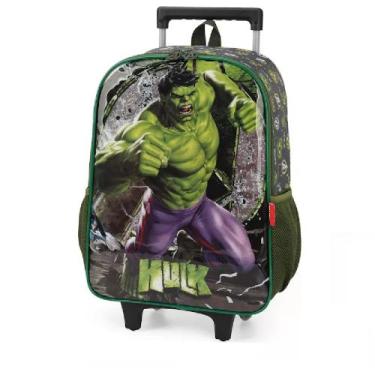Imagem de Mochila de Rodinhas Escolar Infantil Hulk Marvel Verde Luxcel