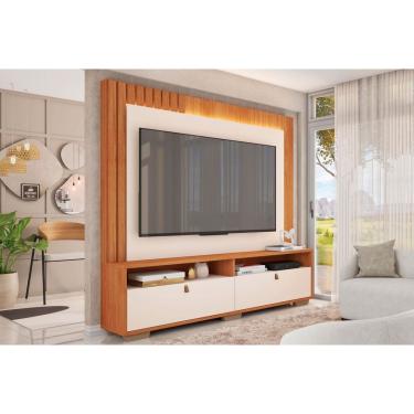 Imagem de Rack Bancada c/ Painel p/ TV até 70 Pol Fox 2.0 Pés 200x191cm Freijo/Off White - Caemmun