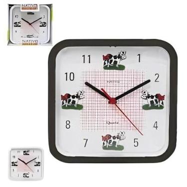 Imagem de Relógio de Parede Quadrado Vaquinha 22cm - Preto - Nativo