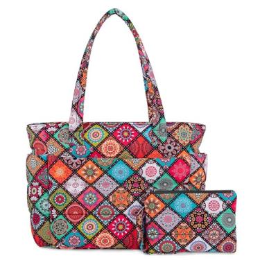 Imagem de TOPDesign Bolsa feminina acolchoada com compartimentos, bolsa de ombro acolchoada para trabalho, viagens, academia, Ioga, Medium
