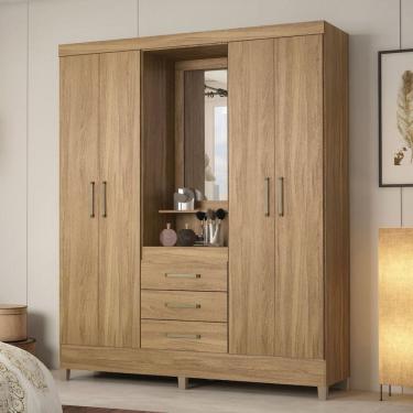 Imagem de Guarda-roupa Capelinha Com Espelho 4 Portas Persia Amendola Touch