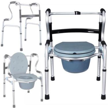 Imagem de Andador Adulto 3 Em 1 Dobrável Com Assento Balde - 130Kg - Zimedical