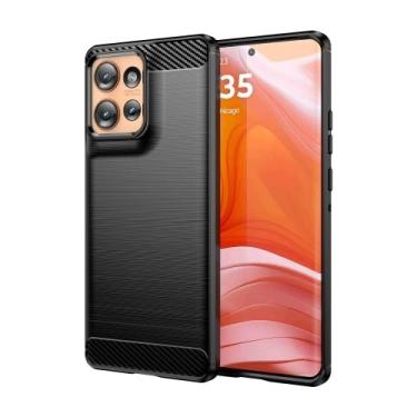 Imagem de Capa Para Motorola Edge 50 5G (Tela 6.7) Carbon Fiber Leve Fina Maleável (Preto)