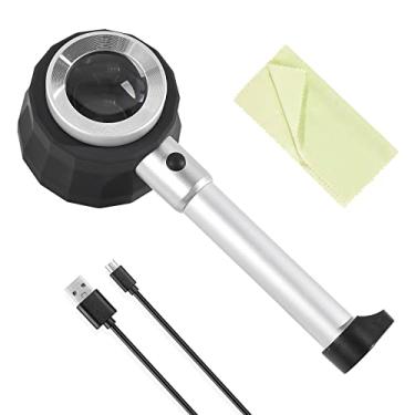 Imagem de Amoper Lupa De Mão 30X Com 6 Luzes, Lupas Joalheiro Iluminadas, Recarregável Via Usb, Para Idosos, Leitura Moedas, Artesanato, Joias E Hobbies