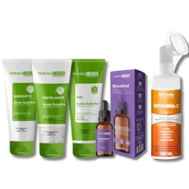 Imagem de Kit Skincare Anti Acne e Oleosidade Sabonete + Esfoliante + Gel Hidratante + Mousse Micelar Limpeza Facial Vitamina C 150ml + Sérum Bioretinol Efeito Peeling 30ml - 5 ITENS