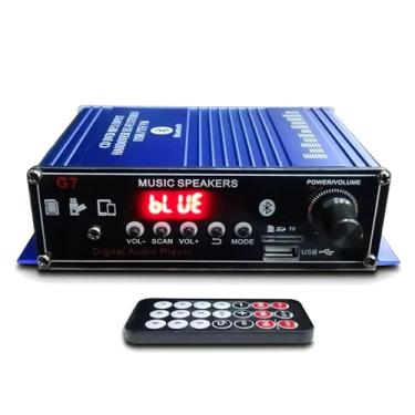 Imagem de Amplificador de potência de alta fidelidade DC 12V BT5.0, duas entradas, som estéreo de 2 canais, rádio FM integrado, reprodutor de áudio digital de baixa latência