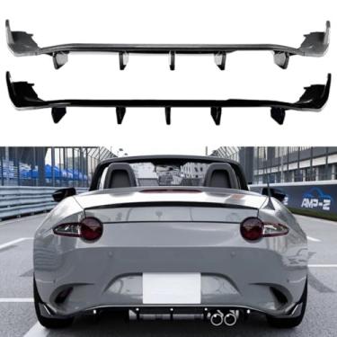 Imagem de Spoiler de para-choque traseiro compatível com MX-5 Miata ND 2016+ kit de carroceria capa de proteção de para-choque traseiro avental acessórios de carro (preto brilhante)