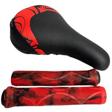 Imagem de Kit Selim c/ Manopla Gts-K Tipo Ddk Bike Bmx Freeride Grau, Vermelho