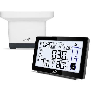 Imagem de Medidor de chuva sem fio ao ar livre com termômetro, medidores de chuva digitais de alta precisão ao ar livre com melhor classificação, coletor de chuva remoto autovazio eletrônico, medidor de chuva