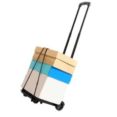 Imagem de Asixxsix Carrinho de mão dobrável pequeno, Carrinho de bagagem em ABS e ferro com 2 rodas, Capacidade de 110 libras, Carrinho dobrável compacto e portátil para compras, mudanças, viagens