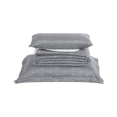 Imagem de Kit Cobre Leito Solteiro 4 Peças Bordado Urbany Hipercal 400 Fios 100% Poliéster - Cinza