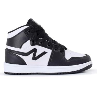 Imagem de Tênis Infantil Masculino Casual Nippos Botinha High Escolar (Preto e Branco, BR, Criança de 4 a 8 anos, Numérico, 33)