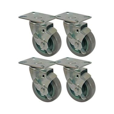 Imagem de Kit 4 un roda rodízio giratório freio pvc bp 3 pol 75mm - AJAX