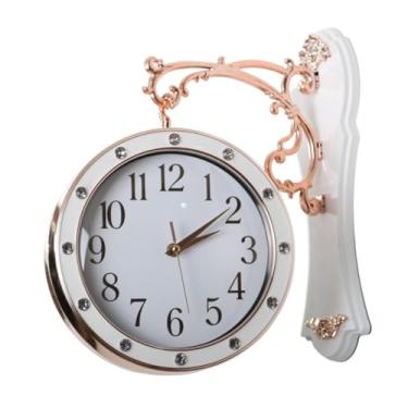 Imagem de Ｂｅｓｇａ Relógio de parede duplo lado silencioso presente silencioso cozinha alimentado por bateria relógio pendurado para quarto jardim aniversário, Branco