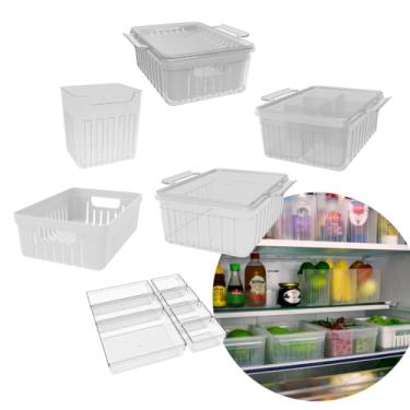 Imagem de Kit Geladeira - 2 Escorredores, 1 Porta Tempero, 4 Org de Porta, 2 Cestinhas, 2 Potes e 7 Organizadores