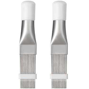 Imagem de LLMSIX 2 peças de alisador de barbatana de ar condicionado, ferramenta de pente de radiador de ar, escova de limpeza de bobina adequada para limpeza e manutenção de ar condicionado, refrigerador