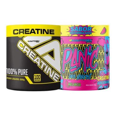 Imagem de Kit Panic Creatine Adaptogen Creatina Pré-treino pote 300g, Melancia