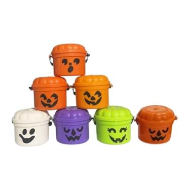 Imagem de Nishiyuenyi 7x Mini Baldes de Nostalgia de Halloween Pequenos Porta-Doces de Halloween Mini Balde Boo Estatuetas Cestas de Doces para Lembrancinhas de Festa