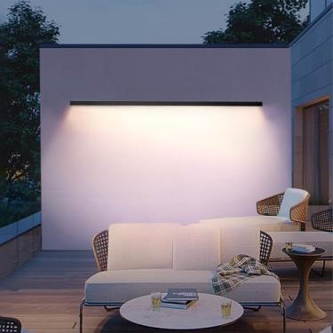 Imagem de Luzes de parede modernas de LED para ambientes externos, IP65, à prova d'água, arandelas de parede externas, tiras longas, luminárias de parede para varanda interna/externa para terraço, cerca de