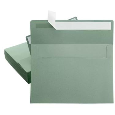 Imagem de Pacote com 50 envelopes pequenos coloridos pequenos envelopes de convite A7 com adesivos dourados para cartões e convites, 5 cores (verde)